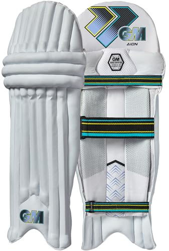 Gunn & Moore GM Cricket Batting Pads | Aion | Traditional Cotton & Cane | Adult Ambidextrous - 18 From Top of Instep to Middle of Knee | Approx 2.24 kg per Pair | 1 Pair | White