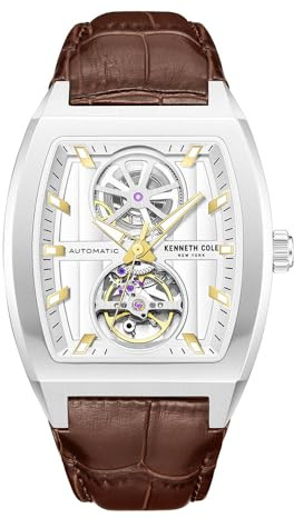 Kenneth Cole New York Men's Automatic Watch - Skeleton Dial, Curved Case, Contemporary Style