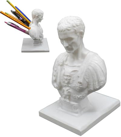 Generisch Julius Caesar Büste Statue Stifthalter | Aufbewahrungsständer Für Stifte Aus Kunstharz | Schreibtisch-Dekoration