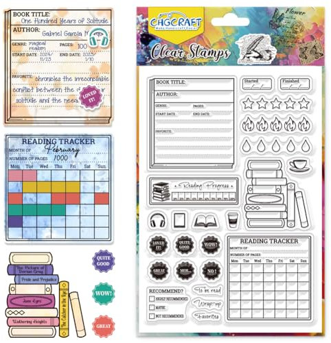 CHGCRAFT Lesetagebuch Clear Stempel Buchrezension Silikon Transparente Stempel Dichtungen für DIY Scrapbooking Fotoalbum Dekoration, 4,3x6,3 Zoll