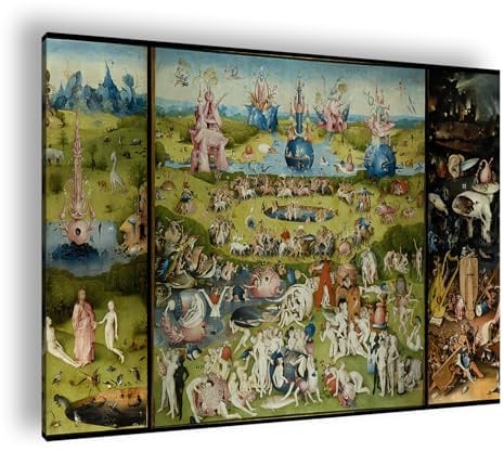 deyoli Hieronymus Bosch - Der Garten der Lüste Format: 120x80cm XXL Kunstdruck Motiv auf Holzrahmen/Leinwandbild/Wandbild/Wohnzimmer Dekoration