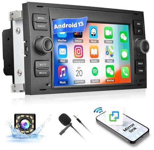 SIXWIN Android 13 Car Stereo for Ford Transit Fiesta Focus Galaxy Mondeo Fusion Kuga C-Max S-Max 7 Inch Touch Screen Car Radio for Ford with Bluetooth FM GPS Mirror Link WiFi SWC Backup Camera MIC