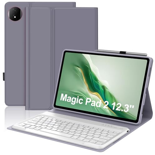 FOGARI Teclado para Honor Magic Pad 2 12.3 Pulgadas 2024, Funda Honor Magic Pad 2 con Teclado, Español Ñ Teclado Bluetooth para Tablet Honor Magic Pad 2 12.3, Púrpura
