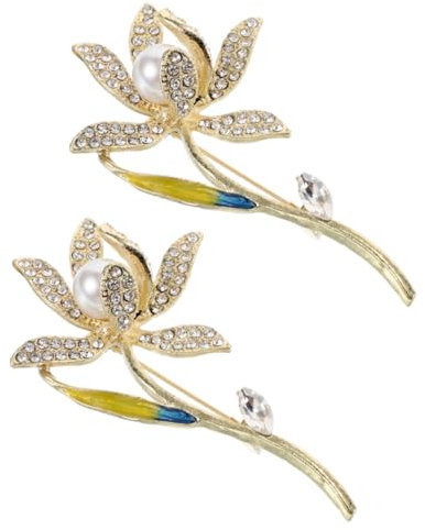 Holibanna 2pièces Broches Élégantes Fleurs Avec Zircon Accessoires Chic Pour Femmes Parfaites Pour Mariage Et Anniversaire