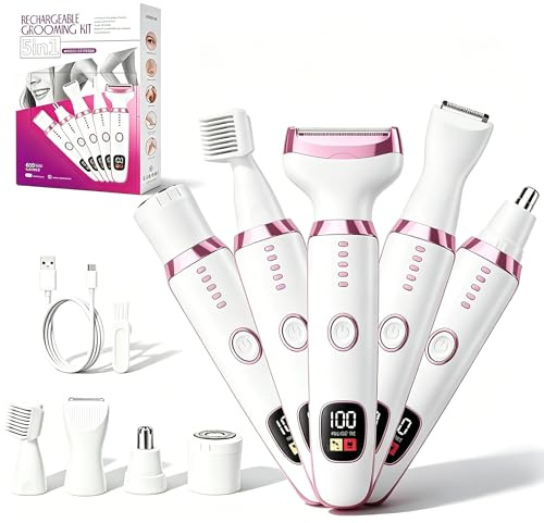RUIM 5-in-1 Shaver for Women, Waterproof Electric Razor for Body & Face