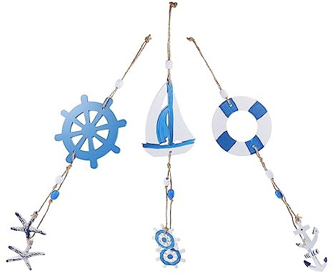 Luxshiny 3 Sätze Mediterrane Wanddeko Teiliges Holz Ornament Für Stilvolle Raumgestaltung Design Mit Segelschiff Für Wohnzimmer Cafés Und Bars 3 Stücke * 3