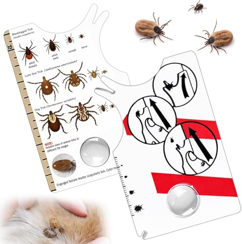 Simsky Zeckenkarte,Zeckenkarte Hund,Zeckenkarte mit Lupe, 2 Stück,Zeckenentferner zur Schnellen und Sicheren Entfernung von Zecken bei Mensch und Haustier