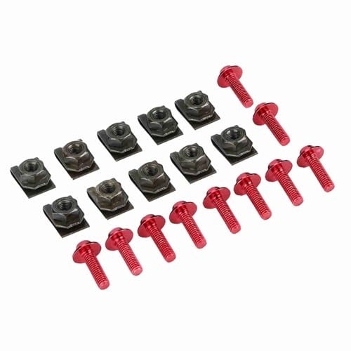 SHUAIGUO Bulloni, Kit di di velocità, 10 Pezzi M5 Bulloni, 10 Pezzi M5 di velocità, Universali per Bici Motociclisti, Morsetto di Montaggio in Alluminio (Rosso)