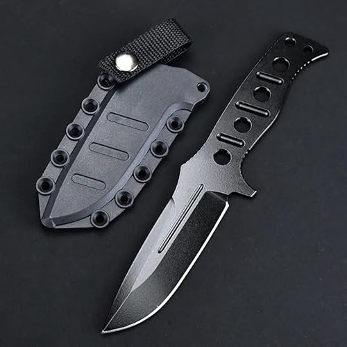 Feststehendes Outdoormesser mit Paracord-Griff, 23CM 7Cr17Mov Stahl, Mit Scheide für Camping, Jagd, Bushcraft (Schwarz)