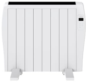 EVVO C8 Radiatore Emettitore Termico Bianco, 1200 W, fino a 16 m2, Installazione Pavimento o Parete, Controllo vocale, Google Home, 8 elementi, Blocco bambini, Wi-Fi, Telecomando, Timer, Display LCD