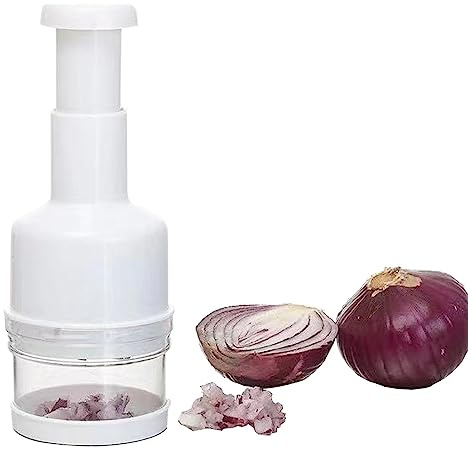 Manual Press‑Down Food Chopper, Compact Handheld Chopper With Container | For Soft Vegetables, Fruits And Herbs; Hand‑Wash Only; Detachable Blade For Partial Cleaning; For Kitchen Drawer Storage