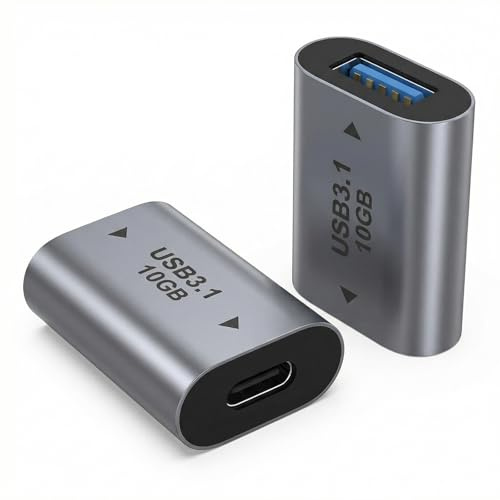 SRLWMYI 10gbps USB C Verbinder 2er Set Type C Female to USB a Female Adapter 3.1 OTG, USBA to USBC Kupplung, Type C Buchse Für Daten, Laden, Audio & Video, Aluminium, Kompakt & Langlebig(2 Stück)