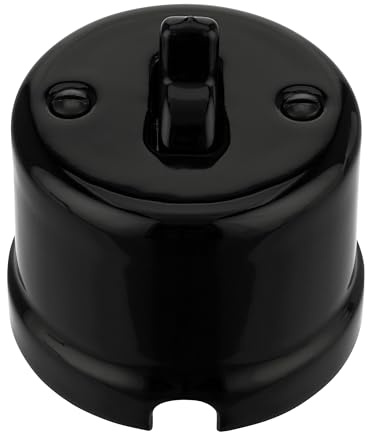 Aufputz Porzellan Retro Toggle Schalter, Wechselschalter, All-in-One, Serie QR1 schwarz