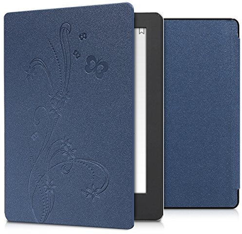 kwmobile Étui Compatible avec Kobo Aura H2O Edition 2 Coque - Étui à Rabat magnétique Tablette eReader Similicuir - Bleu foncé