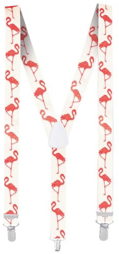 Boland 00574 - Bretelle Flamingo, Larghezza 2,5 cm, Bianco/Rosa