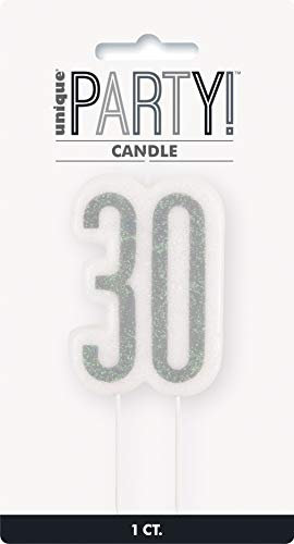 Kerze zum 30. Geburtstag - Glitzer Schwarz & Silber Geburtstag