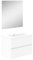 Baikal Mueble de Baño Dos cajones, suspendido a la Pared con Lavabo. Melamina 16. Mueble montado. Mueble de 70cm Blanco con Espejo Luna Lisa