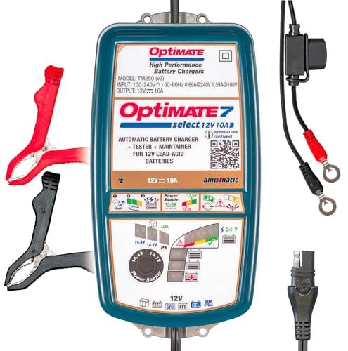 OptiMate 7 Select 12V 10A Motorcycle Car Smart Automatic Battery Charger Optimiser with Power Supply Mode