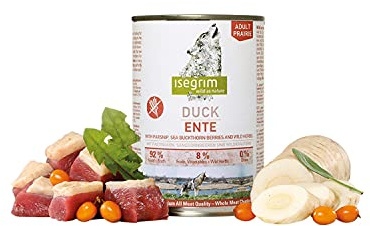 ISEGRIM Dose für Erwachsene, Ente + Chirivia, Sanddornbeeren und Wildkräuter, 400 g, Hund