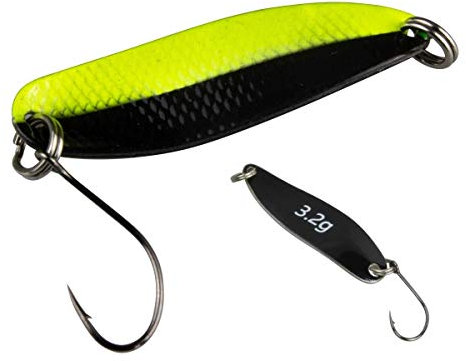 Fishing Tackle Max FTM 5200602 Forellenlöffel mit Hammer 602 UV, Gelb, Schwarz/Schwarz, 3,2 g