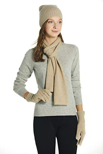 EURKEA 100% Cashmere Winter Scarf in Solid Colors with Gift Box for Women, Warm & Soft & Lightweight, Gift Ready, Camel, Free Size