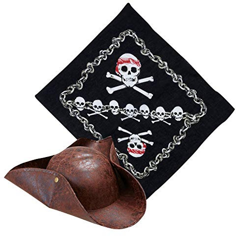 com-four® 2-teiliges Piraten-Accessoires-Set - Ideal für Karneval, Motto-Partys und Kostümveranstaltungen - Unisex, Erwachsene, Jungen, Mädchen