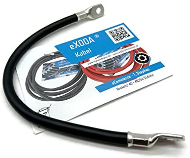 eXODA Cavo da batteria di 30cm Cavo di alimentazione da 35 mm² in rame con estremità ad anello M8