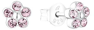Amor Ohrstecker 925 Sterling Silber Mädchen Kinder Ohrschmuck, mit Kristallglas, 0,5 cm, Silber, Blume, Kommt in Schmuck Geschenk Box, 2036520