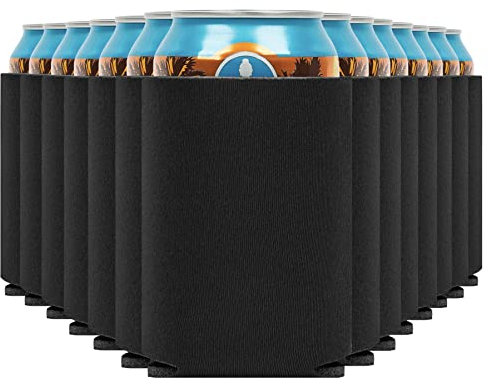 Blank Beer Can Coolers Sleeves (30-Pack) Soft Insulated Beer Can Cooler Sleeves - HTV Friendly Plain Black Can Sleeves for Soda, Beer & Water Bottles - Blanks for Vinyl Projects Wedding Favors & Gifts