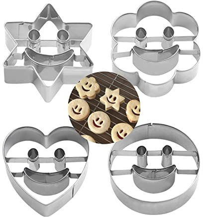 Stainless Steel Cookie Cutters Set 4Pcs Cookie Cutters Shapes, Metal Pastry Cutter Set, Cookie Cutters Mould Cake Biscuit Baking Tool Decoration Set for Dough Pastry Donut Fondant Sugarcraft DIY Cake