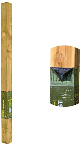 Postsaver Rot Protected Wood Fence Post 3x3 | Pressure-Treated Timber Post for Gardening | Decay-Protected with Postsaver Dual-Layer Rot Protector | 20-Year Guarantee (8 Foot | 2.4 Meters)