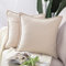 Madizz 2er Set kurzen Chenille Zierkissenbezüge weicher dekorativer Kissenbezug für Sofa, Schlafzimmer Kissenhülle Beige 45x45 cm Quadrat