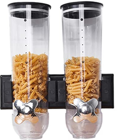 Wall Mounted Dry Food Dispenser, Kitchen Double Wall Mounted Cereal Dispenser Dry Food Storage Container Kitchen Dispenser Container For Cereal, Oatmeal, Candy, Granola Nuts, Coffee Beans, Rice