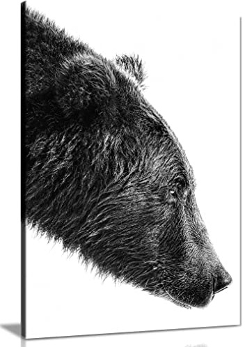 Panther Print Fine Art Prints Black & White Bear Close Up Artistic Framed Canvas Print, Pictures for Home Walls, Bedroom, Living Room & Bathroom Decor 31x20cm (12x8in)