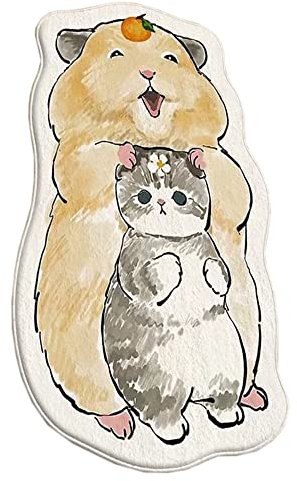 Teppich für Schlafzimmer Spielzimmer Wohnzimmer Esszimmer, Weich Leicht rutschfest Pflegeleicht Kuscheliger Kinderteppich Spielteppich Mädchen Junge Teppich Katze Entwurf(Weiß2,50x80cm)