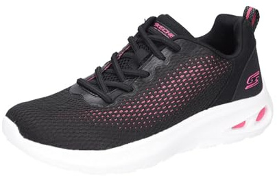 Skechers Damen BOBS Unity HINT of Color Sneaker, Schwarz und Hot Pink Mesh, 38 EU