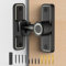 MeBantoo Cerradura de puerta corredera de granero, cerraduras de 90 grados para puertas de granero, pestillos de puerta abatible para jardín, baño, exterior, garaje, ventana (negro luminoso)