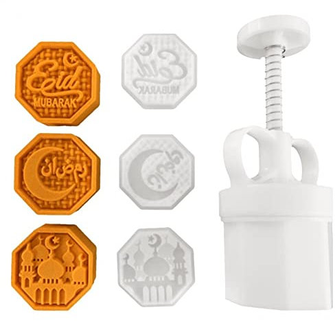 Eid Mubarak Cookie Stempel Mooncake Hand Pressen Sie Form Verstellbarer Mondkuchenform Formgebäckkeksschneider