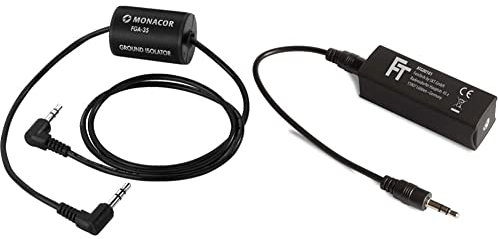 MONACOR FGA-35 Massetrennfilter 3,5mm Klinke & FeinTech ATG00101 Audio Masse-Trennglied Mantelstrom-Filter, 3,5 mm Klinke beseitigt Brummen schwarz