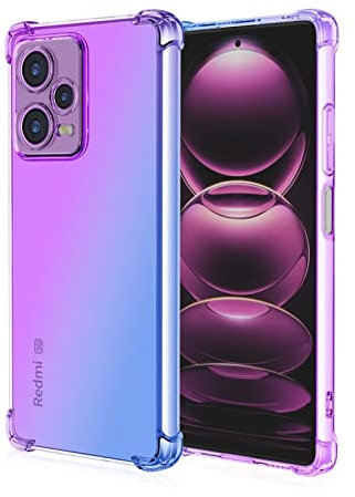 HONLEN Hülle für Redmi Note 12 Pro+ 5G / Redmi Note12 ProPlus Case, (6.67 Inches) Transparent Farbverlauf Design TPU Silicone Handyhülle, Verstärkung mit Vier Ecken Cover Blau Lila