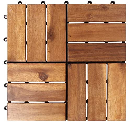22 Stück 30x30 cm Akazienfliesen = 2 m² Holzfliesen Akazien Holz Terrassenfliesen Klickfliesen Balkonfliesen Steckfliesen