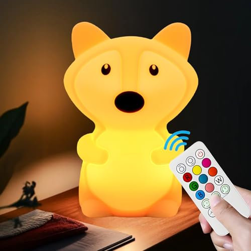 xinjinhju Kinder-Nachtlicht Fuchs Kinder zimmer licht Quetsch-Nachtlicht Tier-Nachtlichter für Mädchen Jungen Dekor-Lampe niedliche Lampen für Schlafzimmer – Medium