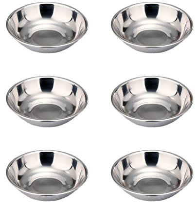 duoyif Cuencos Para Salsa 6 Piezas Cuencos De Aperitivo De Acero Inoxidable Cuencos Para Sushi Cuencos De Servicio Para Sushi Salsas Aperitivo Especias Nueces Snacks Mini Cuenco Redondo 8 x 1,6 cm
