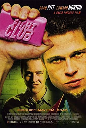 Fight Club A3 Poster on Canvas - Filmkunstposter in verschiedenen Größen für Wohn- oder Schlafzimmerideen. Randlose Kultfilmbilder, klassische ikonische 70er, 80er, 90er Jahre, Vintage-Retro-Wanddeko