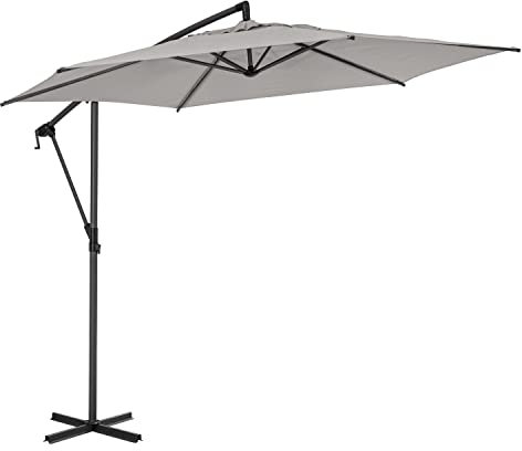 Home4You Ampel-Sonnenschirm - Hellgrau - Polyester - Aluminiumgestell - schwenkbar - Ø 300 cm