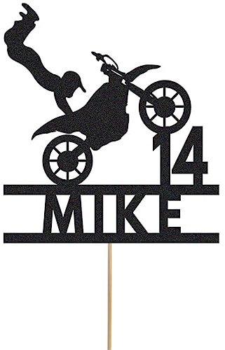 Personalisierbare Motorrad-Kuchendekoration mit Glitzer, für jeden Namen und jedes Alter