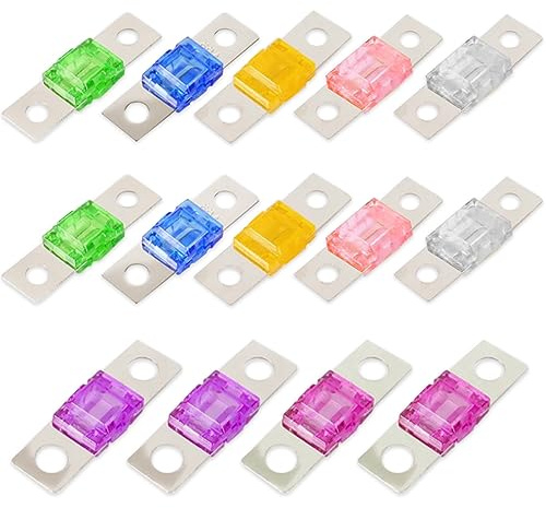 Udbrud Fusibles Midi à Courant Élevé, 14 Pièces, 30/40/50/60/70/80/100 Amp, pour Système Audio-Vidéo Marin des Véhicules à Moteur, Plastique, Zinc, Multicolore