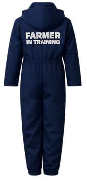 Farmer in Training Tractor Overalls | Kids Boiler Suit | Children’s Farm Fancy Dress | Navy