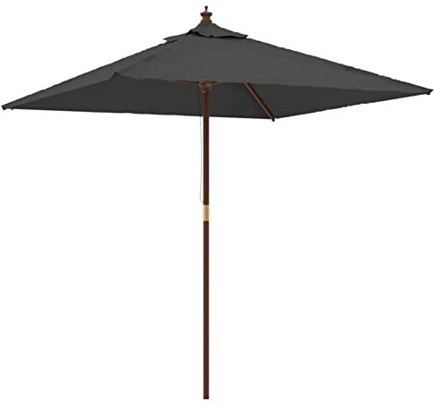 Homgoday Sombrilla de jardín con palo de madera antracita, 198 x 198 x 231 cm, sombrilla de jardín, playa, pesca exterior, cortavientos, portátil, para balcón, terraza, exterior, piscina, Grande