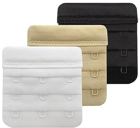 Tamlien Bra Extender, 3 Hooks Soft and Comfortable Bra Strap Extension (Bra Extenders 3 Hook, Black,White,Beige)